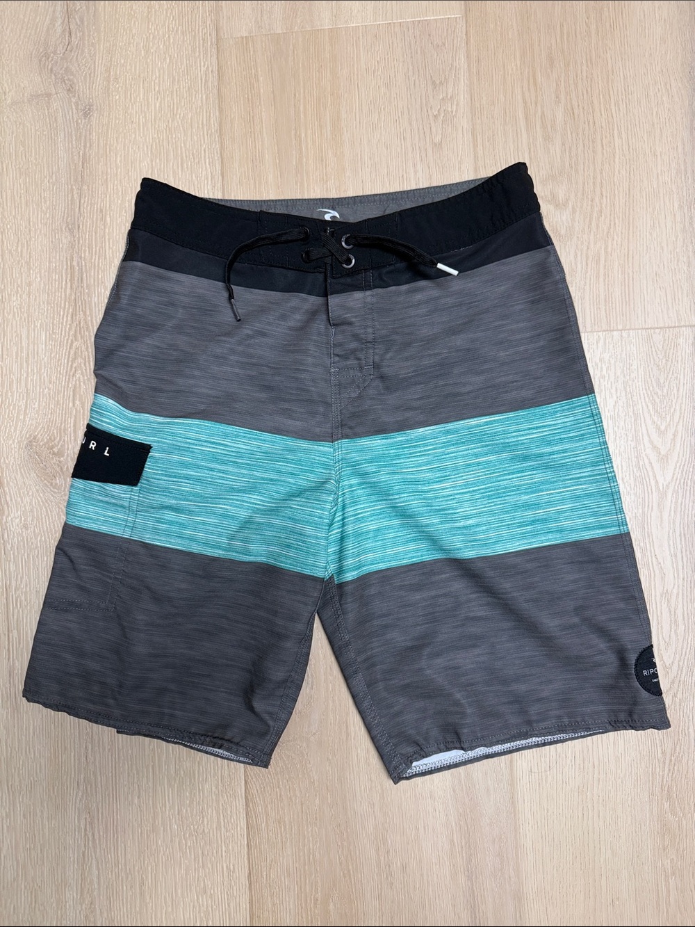 Rip Curl Men's Gray & Teal Stripe Board Shorts